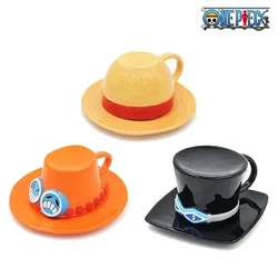 Anime One Piece Luffy Straw Hat Bowl Water Cup Cute Ramen Bowl Cartoon Household Ceramic Tableware Noodle Bowl Chopstick