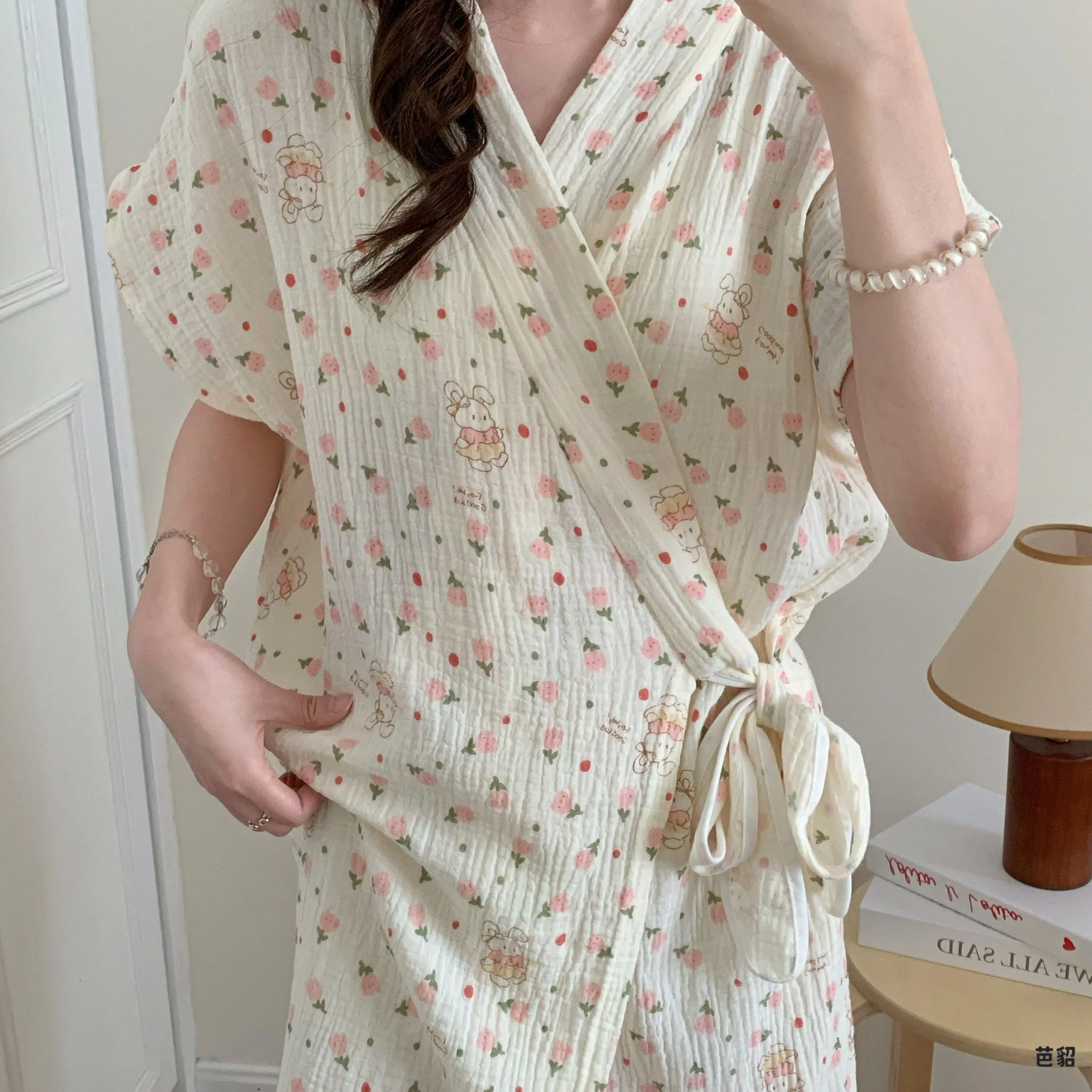 absorbent-quick-drying-floral-cotton-robe-for-women-bath-towel-home-comfortable-soft-fabric-spring-summer-autumn-winter-unive