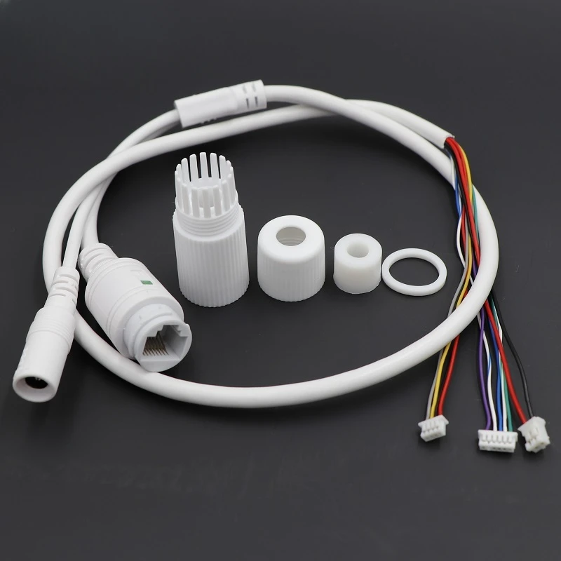CCTV POE IP Network Camera Módulo PCB, Video Power Cable Wire 65cm de comprimento Conectores RJ45 fêmea com terminais, À prova d'água