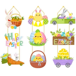 Easter Door Decoration Hanging Paper Easter Egg Rabbit Welcome Sign Ornament Happy Easter Door Hanger Pendant Easter Decoration