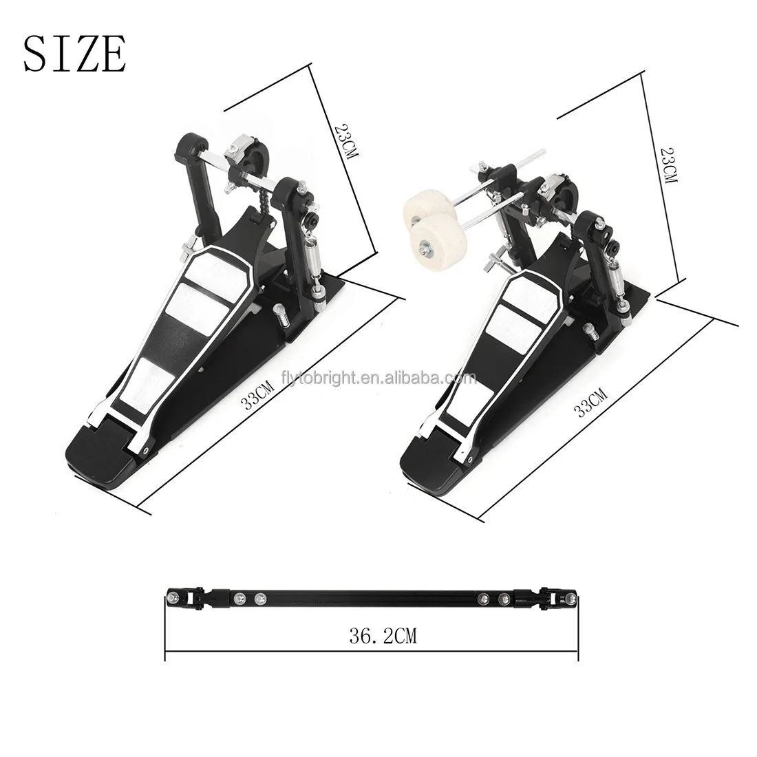 Portable Double Kick Bass Drum Pedal with Metal/Aluminum Alloy Construction Direct Drive Drum Kit