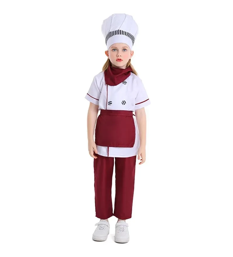 Crianças ocidental pastelaria chef rpg traje menino bolo chef uniforme conjunto halloween carnaval festa palco desempenho traje