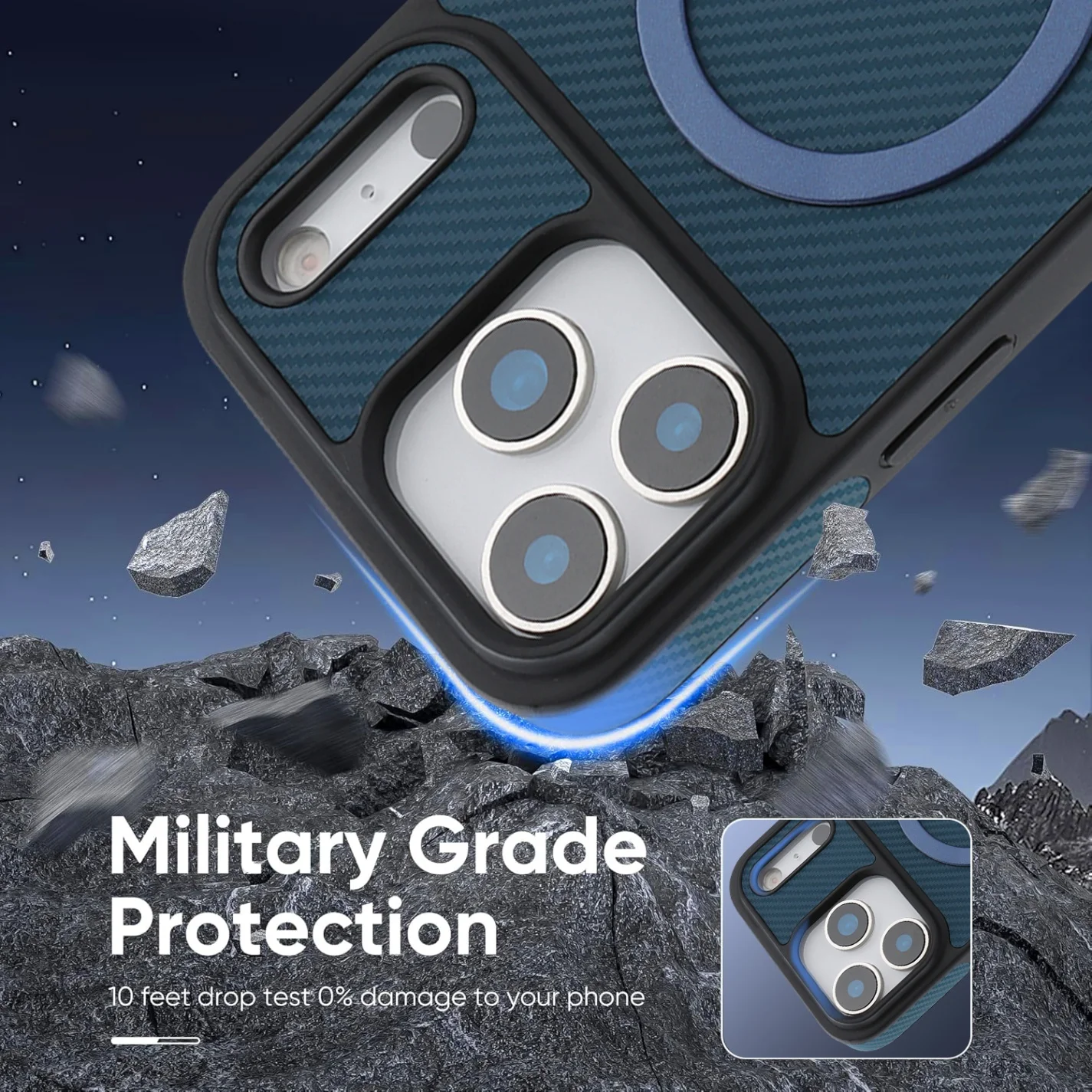 حافظة مغناطيسية لهاتف Magsafe لهاتف iPhone Air 17 16 15 14 Plus 13 12 Pro Max 16e غطاء خلفي من الجلد المقاوم للصدمات من ألياف الكربون