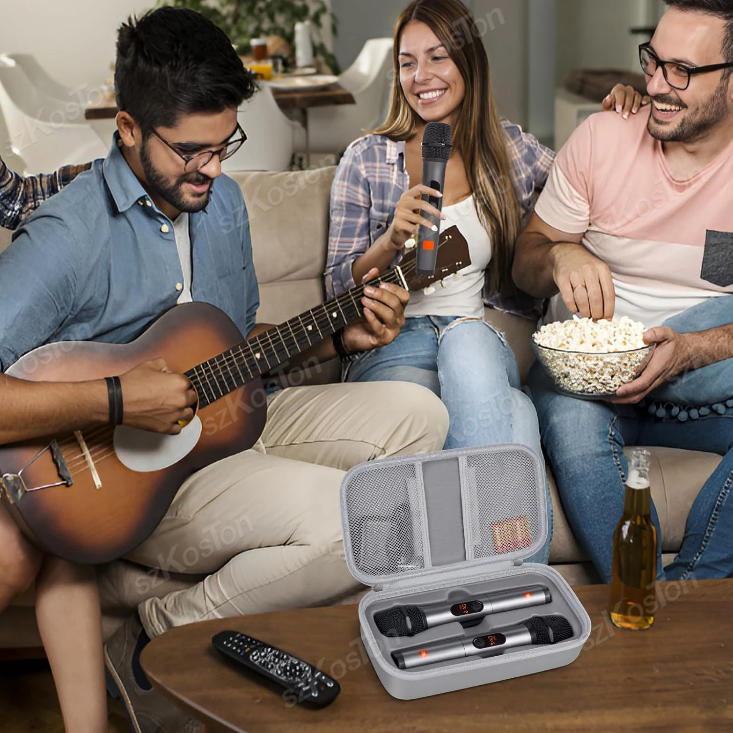 Wireless Microphone Case for JBL PartyBox Wireless Two Microphone System Singing Karaoke Dual Mic Handheld Travel Storage Bag