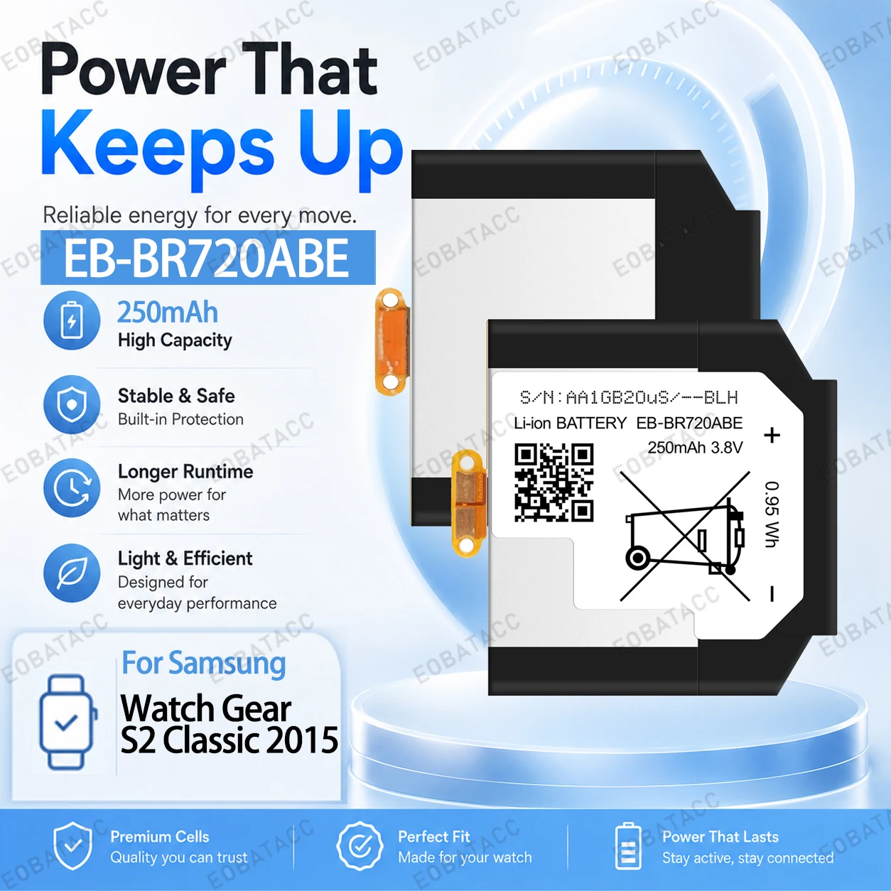 Brand New 250mAh EB-BR720ABE Battery for Samsung Watch Gear S2 Classic 2015 battery Repair Tools Kit