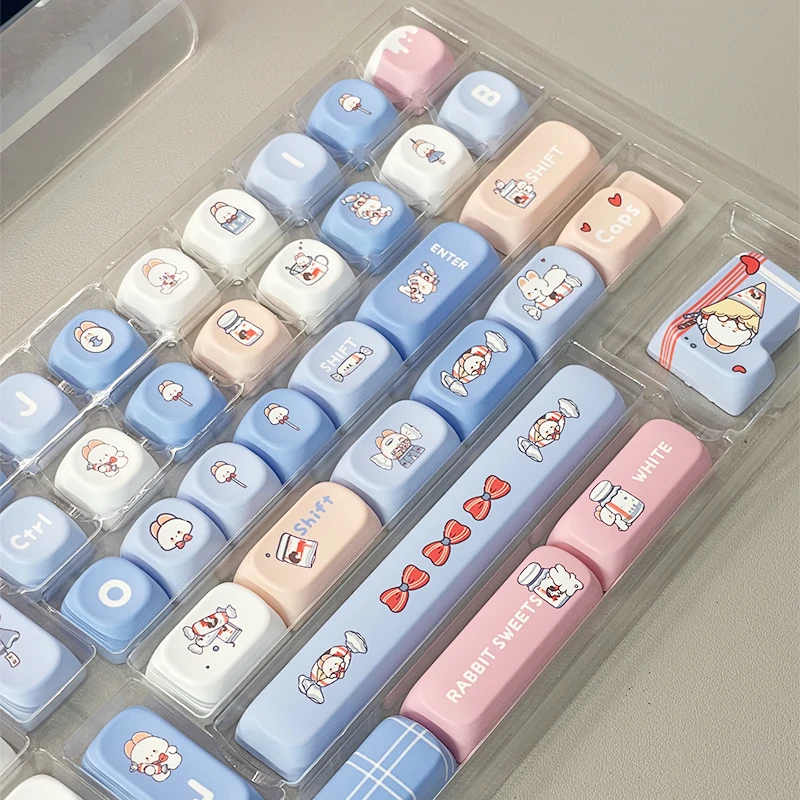 

139 Keys MOA Big White Rabbit Theme Thermal Sublimation Keycaps PBT for Mechanical MX Switch Keyboard for Peripherals Gifts