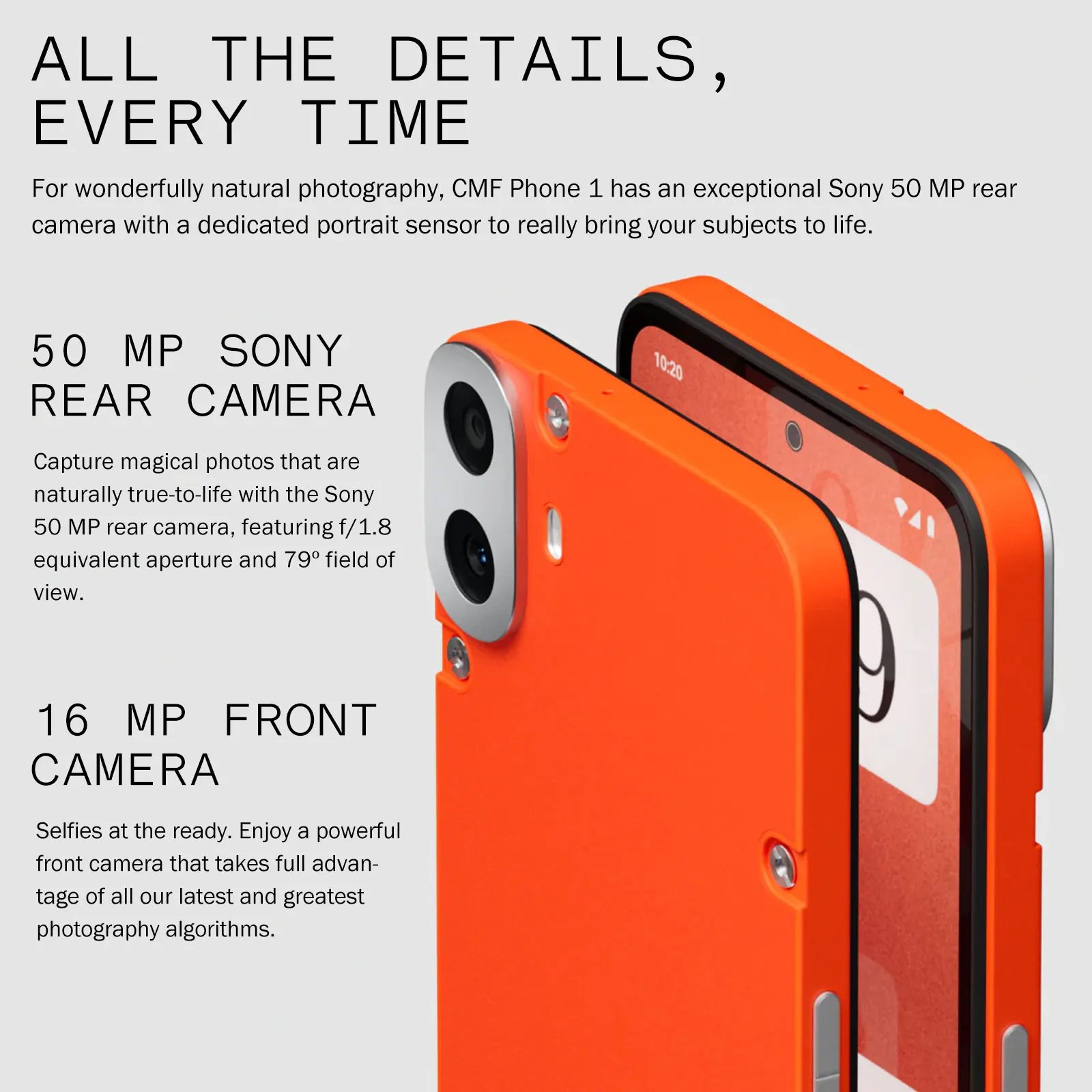 الإصدار العالمي الجديد لهاتف CMF 1 شاشة AMOLED مقاس 6.67 بوصة 120 هرتز أبعاد Mediatek 7300 50 ميجابكسل كاميرا رئيسية بطارية 5000 مللي أمبير في الساعة شحن 33 وات #5