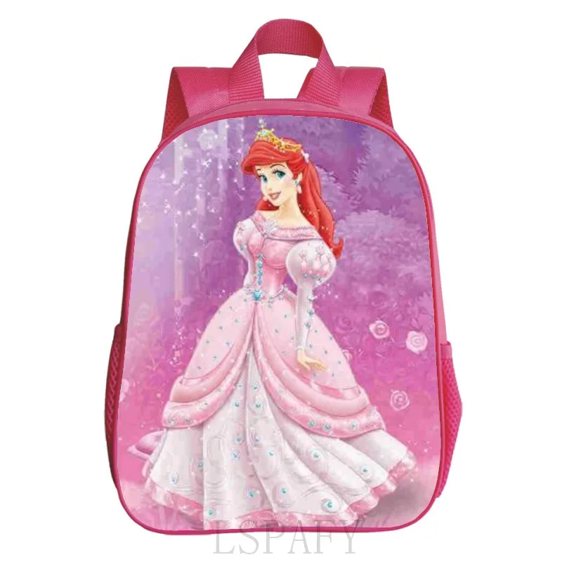 Disney Brand Cartoon Little Mermaid Ariel Princess Backpack Kids School Bag Kindergarten Pink Backpack for Girls 12inch