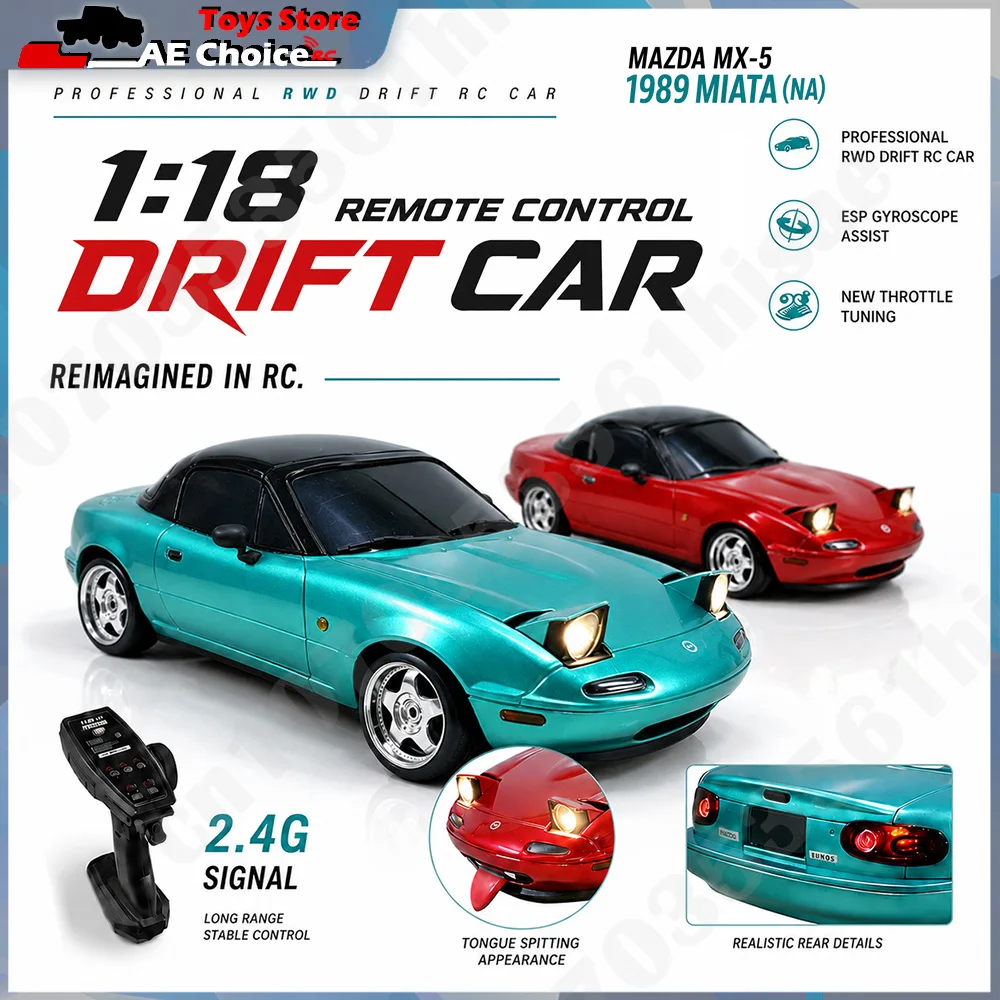 New LDRC LD1804 Mazda MX5 1/18 Scale 2WD RC Drift Car 2.4G Remote Control ESP LED Headlight Simulation Racing Car Gifts Toys