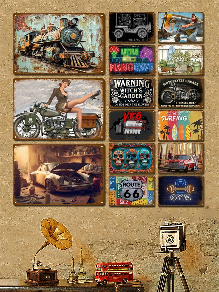 Metall Zeichen Zimmer Vintage Metall Platte Hause Dekoration Luxus Wand Dekor Artikel Kunst Wand Bar Retro Platten Zinn Zeichen Poster Mann Höhle – Detail 3