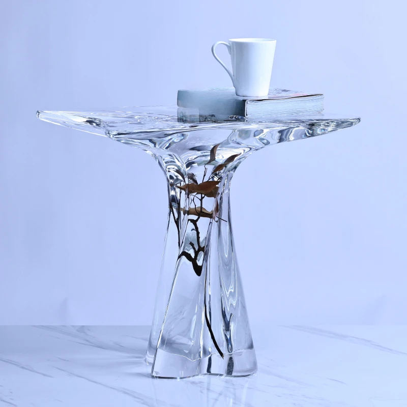 Top quality transparent coffee table/side table, embedded acrylic crystal luxury decoration, plants in furniture