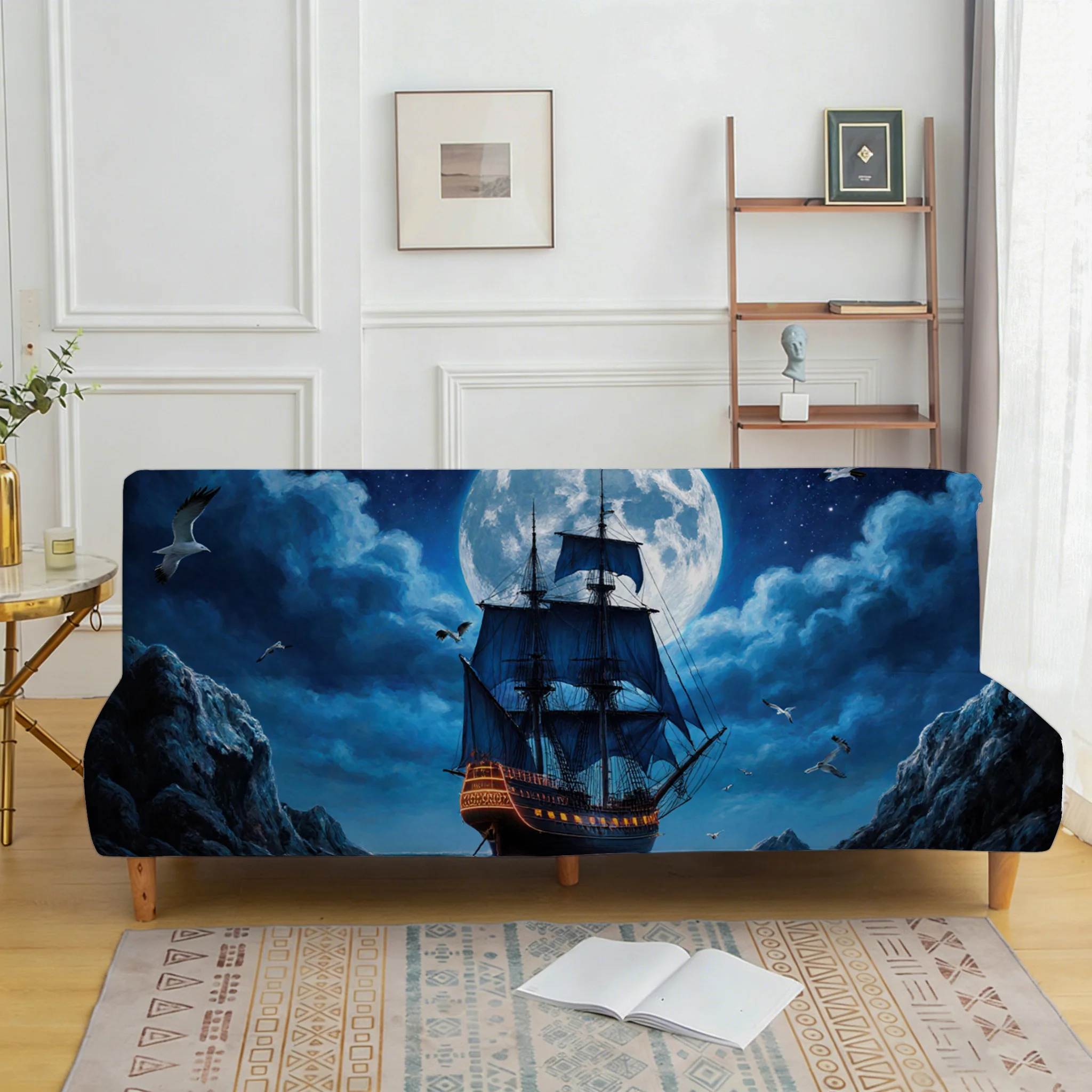 

Star Sea Sailing Printed Sofa Bedspread, suitable for a variety of home decorations, easy to install, machine washable