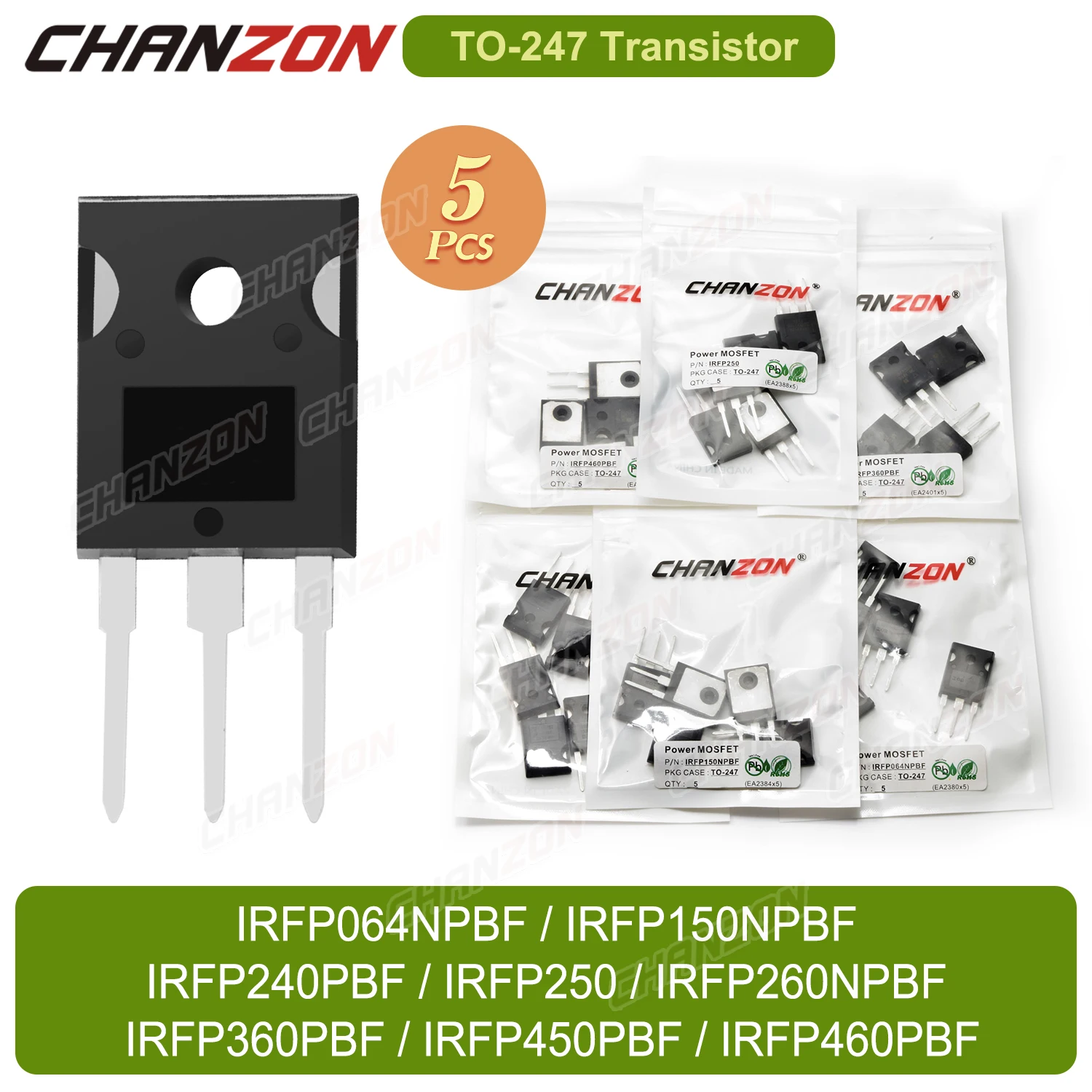 5PCS Original TO247  Irfp260 Irfp460 Irfp250 Irfp240 Irfp450 Irfp064 Irfp360 Irfp150 High Power Mosfet Transistor Electronic BJT