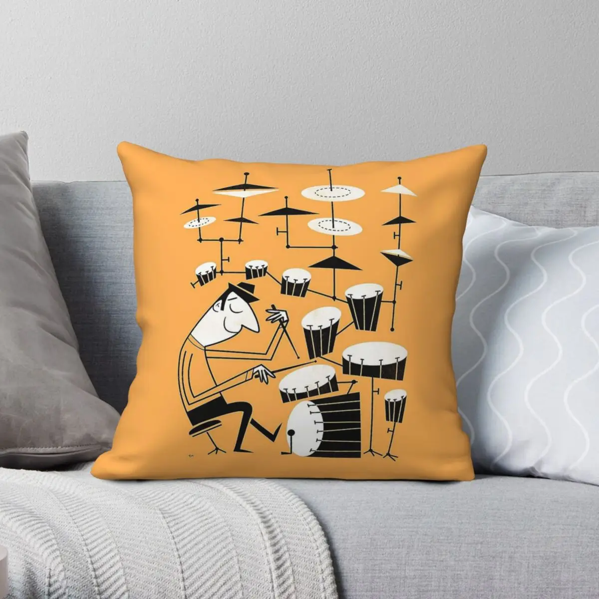 Groovy Man Play That Beat Pillowcase Polyester Linen Velvet Pattern Zip Decor Car Cushion Case