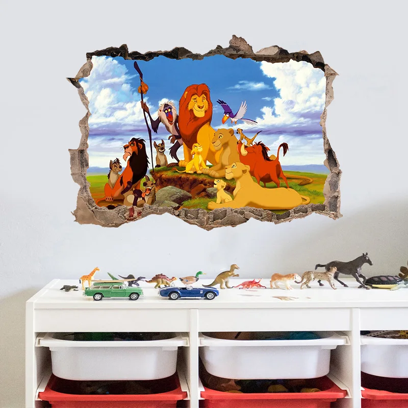 Mufasa Lion King Simba Wall Stickers Bedroom Kindergarten Home Decoration Boys Household Decor Sticker Anime Mural Poster Gifts