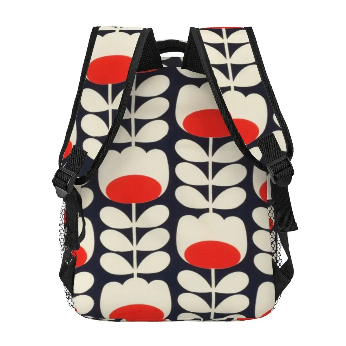 Orla Kiely, Multi Stem Flowers, Red,white Backpacks Boys Girls Bookbag Students School Bags Cartoon Laptop Rucksack Shoulder Bag