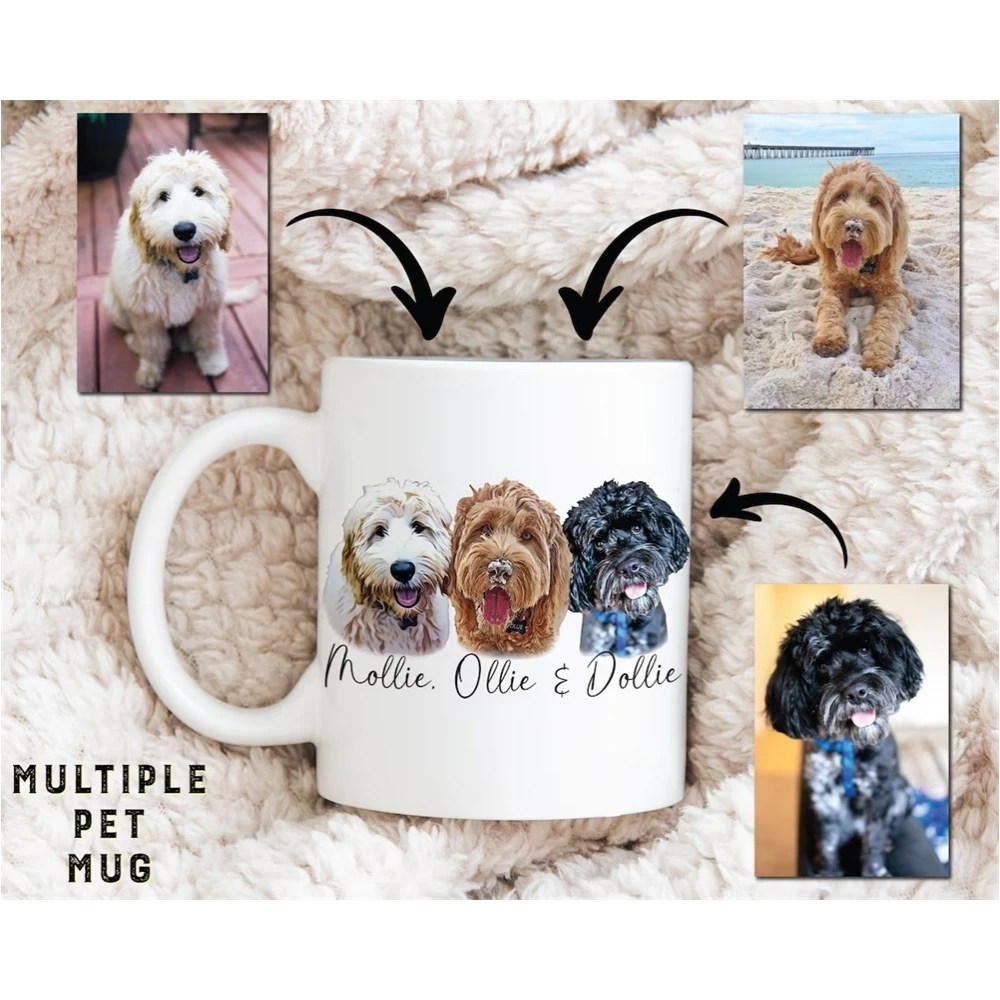 Custom Dog Coffee Mug - Personalized Dog Mug - Dog Face Mug - Pet Lover Gift - Custom Mug - Custom Pet Cup - Multiple Dog Mug