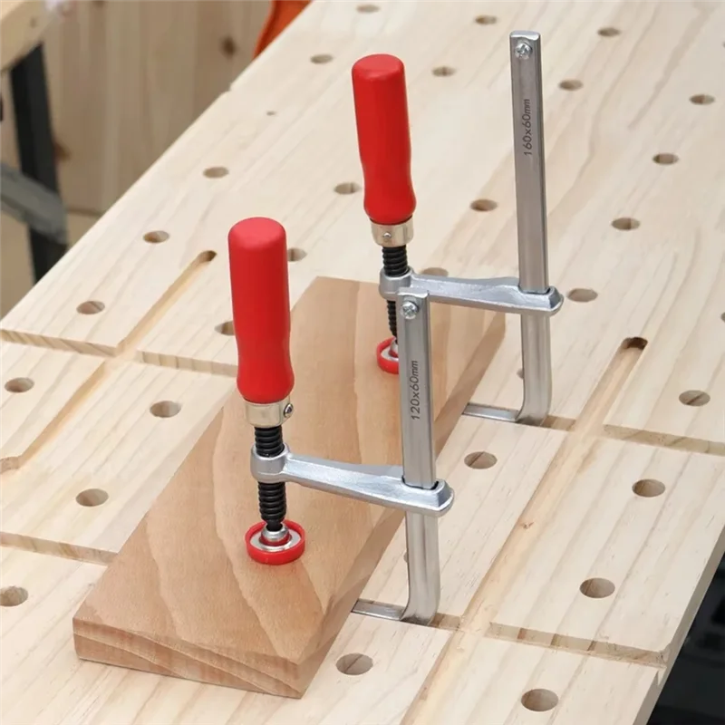 Dispositivo di fissaggio per binario di guida A88E con manico in legno da 160 mm, design completo del braccio con azione a vite
