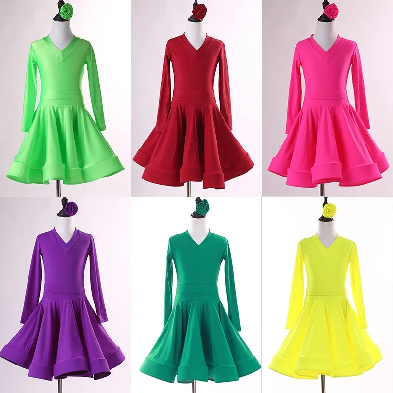 

Одежда для соревнований по латинским танцам, профессиональные высококачественные костюмы для латинских танцев для девочек, 6 цветов, детская одежда для выступлений