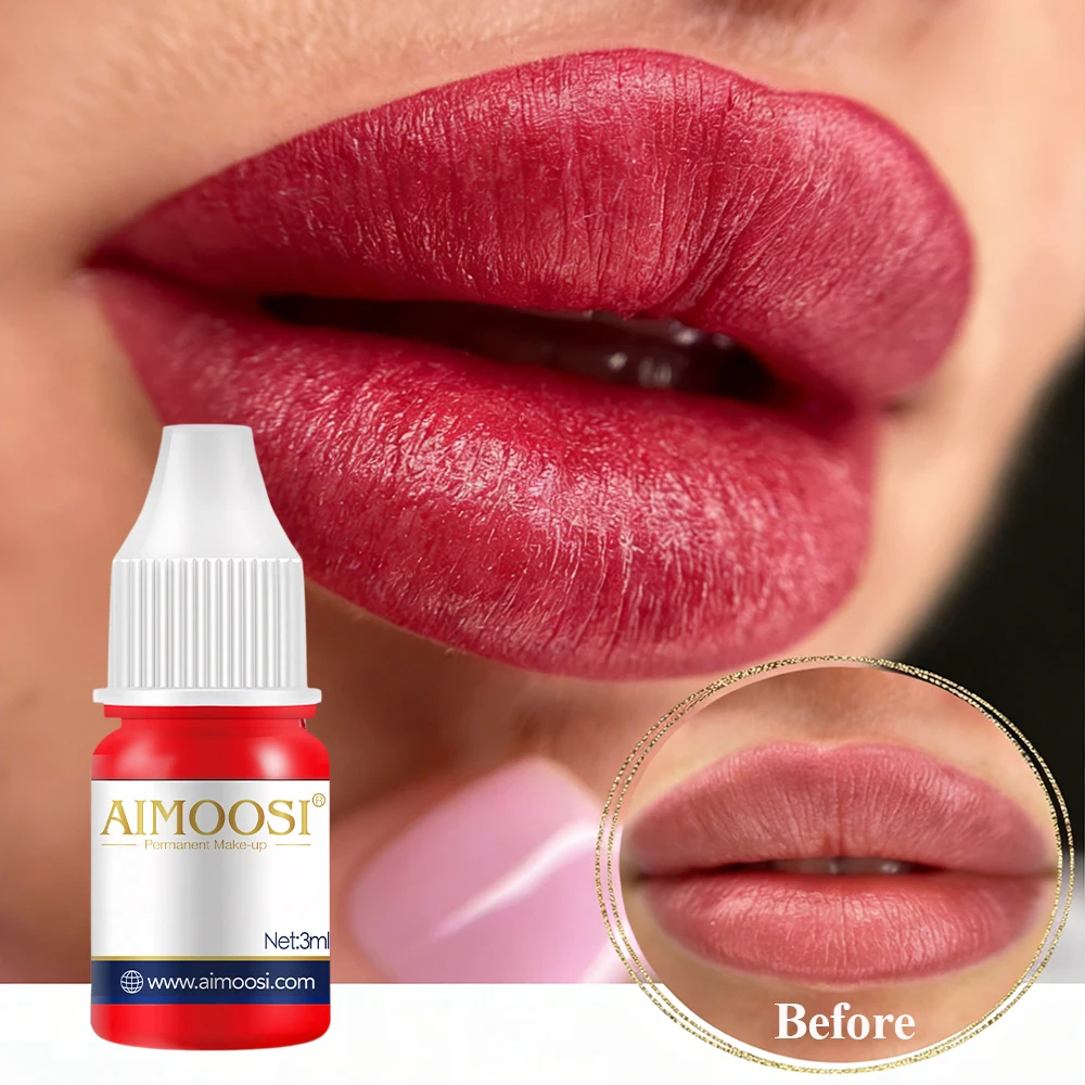 AIMOOSI Lip Tattoo Ink for Semi Permanent Makeup Professional Microblading Pigments for Ash Brown Brow Cosmetic PMU Pigment 3ml