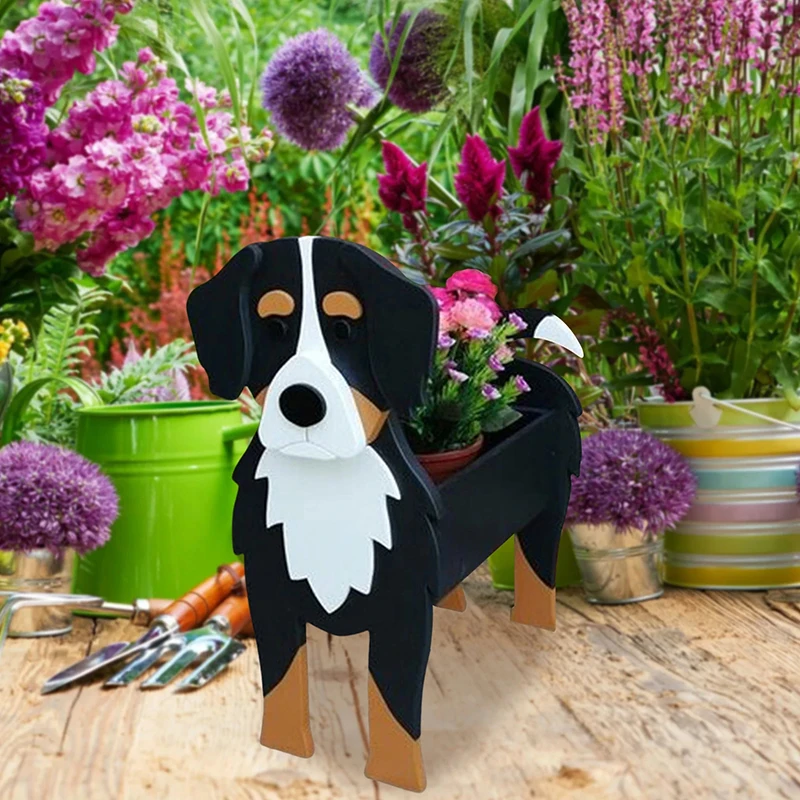 Dog Shaped Flower Pot Garden Plant Container Holder Bulldog Poodle Corgi Pots Outdoor Decorate DIY Plastic Indoor Home Ornaments