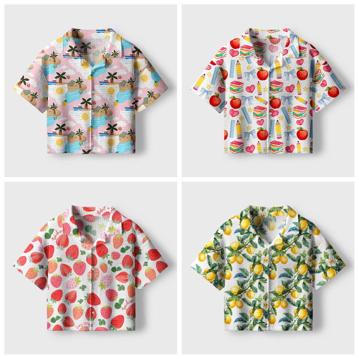 

2026 New Men's Lightweight Button Short Sleeve Shirt Vacation Style Fruit Printed T-shirt Adult Outdoor Sports Quick Drying Top