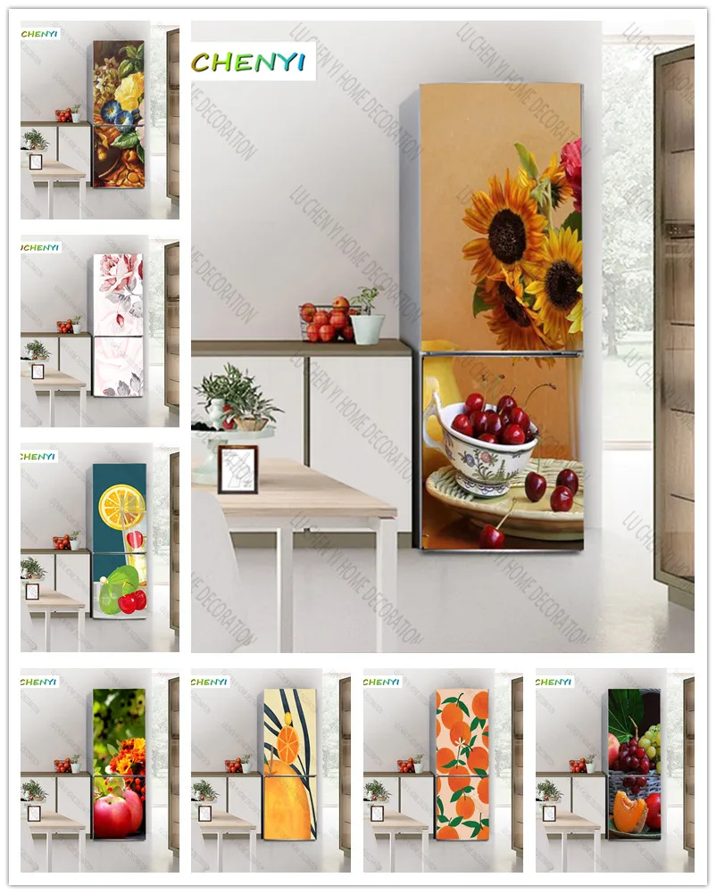 

Papel de parede custom flower fruit sunflower fridge sticker,refrigerator sticker living room TV wall bedroom home decor