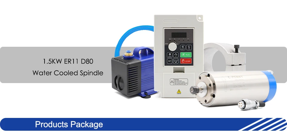 G-Penny 220V/380V Wassergekühlte Spindel 1,5kW ER11 4 Stück Lager 80mm & Huanyang Inverter & 80mm Spindelhalterung & 75W Wasserpumpe – Detail 1
