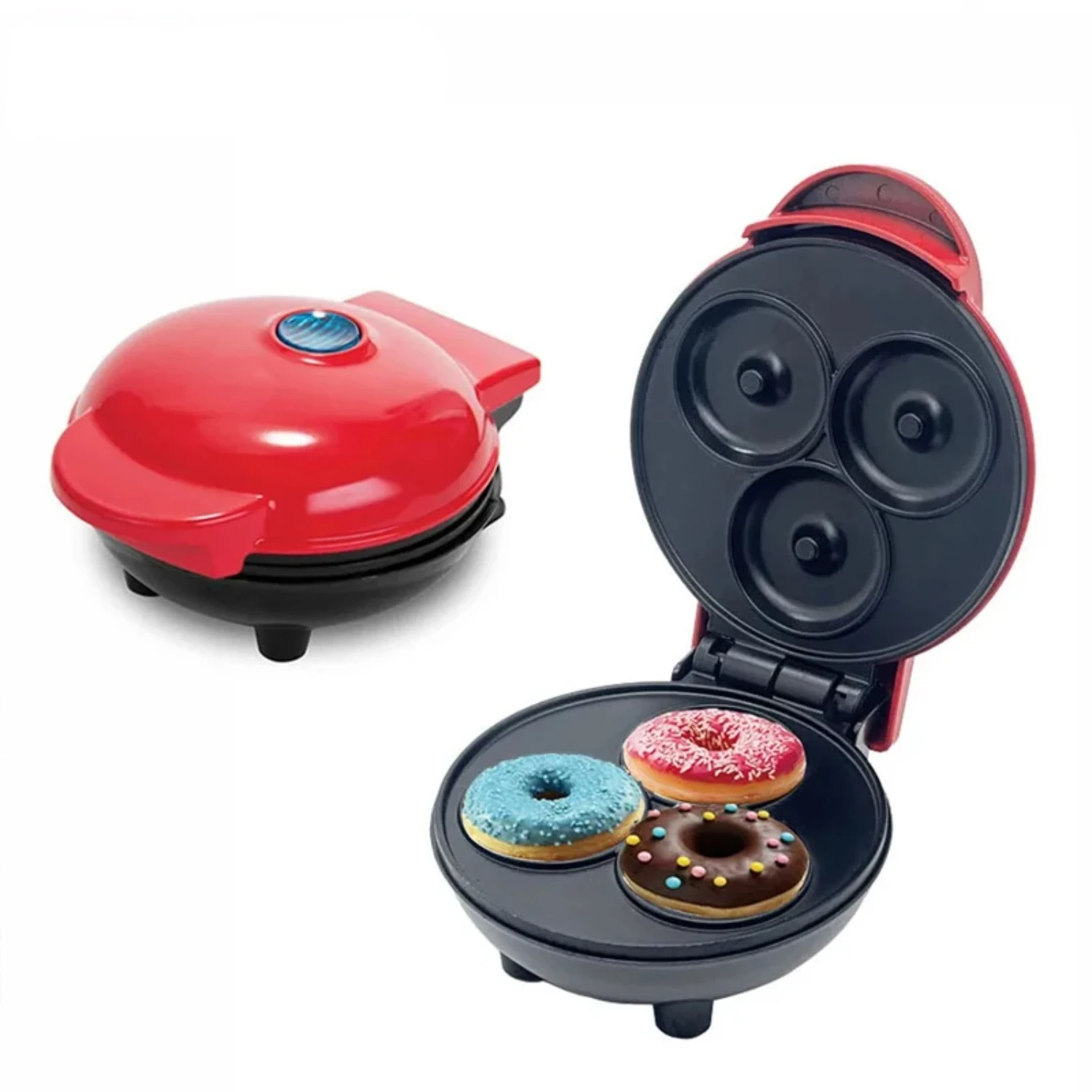 

110V 220V Mini Portable 3-hole Donut Machine Non-stick Breakfast Machine Children's Snack Dessert Machine