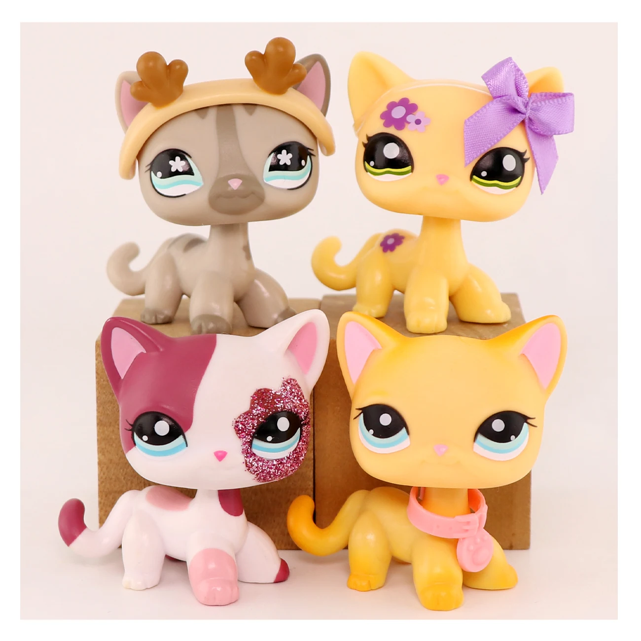 4pcs Mini Pet Shorthair Cat Set#468#2291#339#1962 Cute Figures Kids Gift