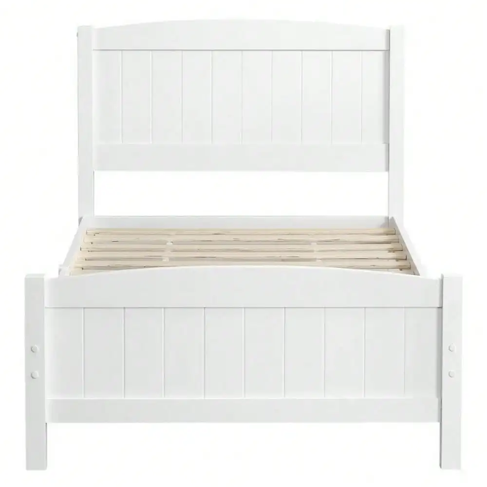 Twin Size Mattress Foundation Platform Bed Frame with Headboard Footboard