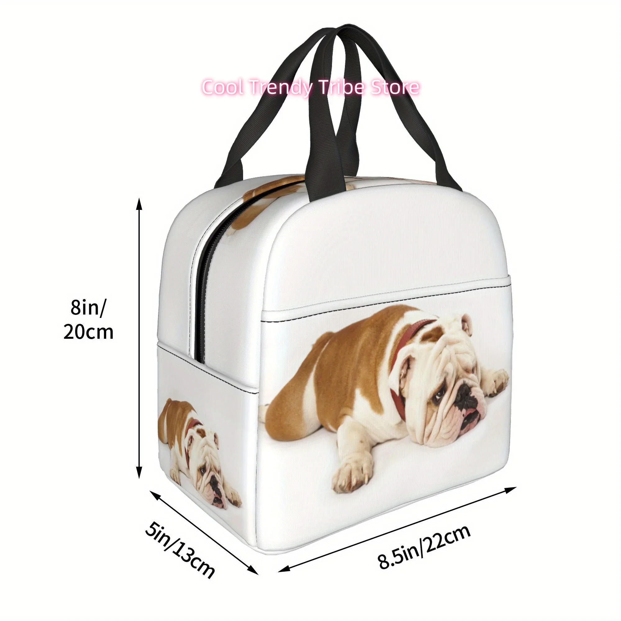 Non-Food Contact 2D Flat Printing Bulldog Pattern Portable Reusable Cooling Bag, Insulated Lunch Bag, Essential for Camping, Pic