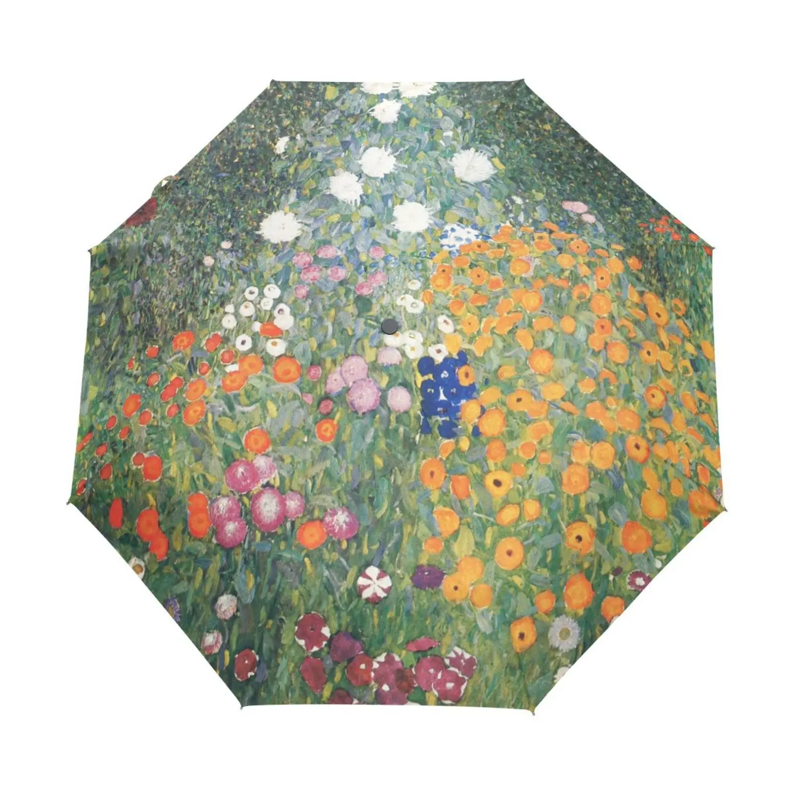 Spring Flowers Folding Umbrella Oil Painting Floral Landscape Compact Windproof Travel Umbrellas Rain for Adults Teens Kids Girl