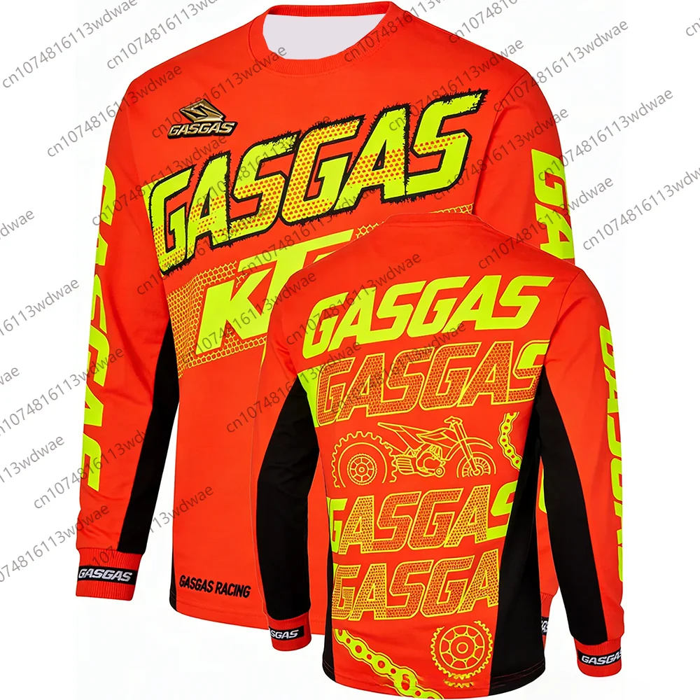 

Athletics Bicycle riding suit T-shirt GASGAS Motorcycle Men's Long-Sleeve Quick-Drying Motorcycle Clothing Cycling Suit