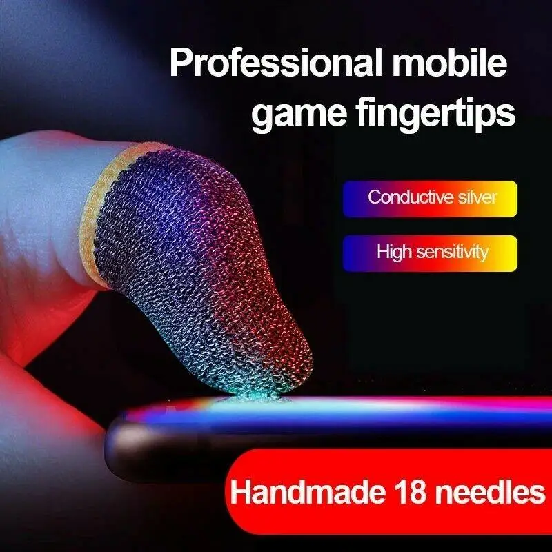 ปลอกนิ้วสำหรับเล่นเกมบางพิเศษ1คู่ปลายนิ้วมือระบายอากาศสำหรับเล่นเกมมือถือ pubg ปลอกหุ้มนิ้วหน้าจอสัมผัสสำหรับเล่นเกม
