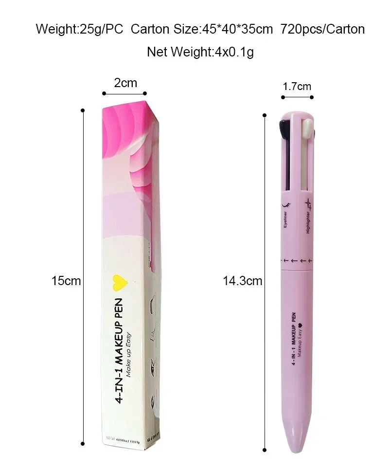 Make-up-Tool Multifunktion stift 4 in 1 Augenbrauen Eyeliner Bleistift dauerhafte Zeichnung Lippen linie wasserdicht schweiß fest Text marker