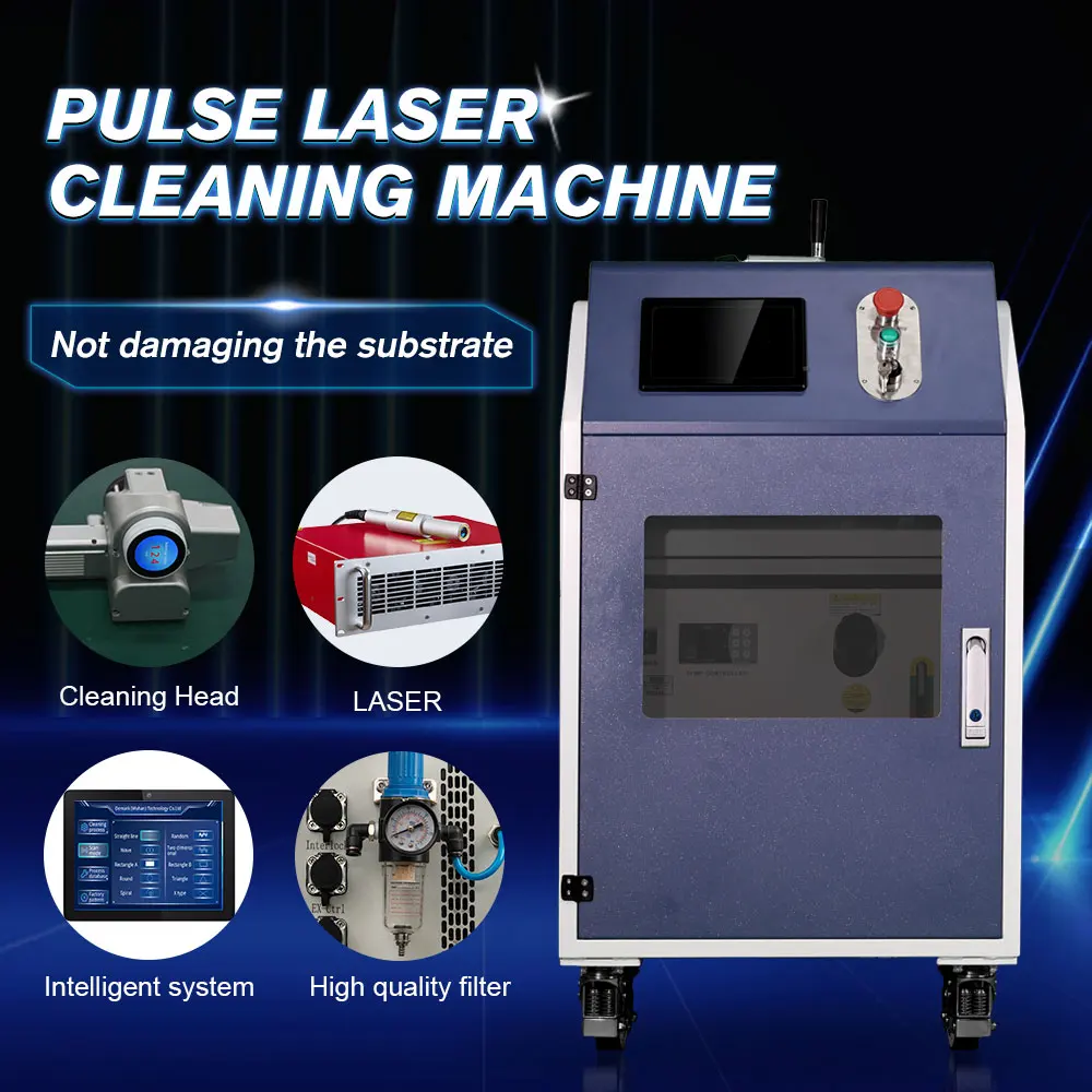 Dmk 2025nova máquina de limpeza a laser de pulso portátil refrigerada a água 300w 500w 1000w 15mj jpt fonte laser multifuncional pistola limpa