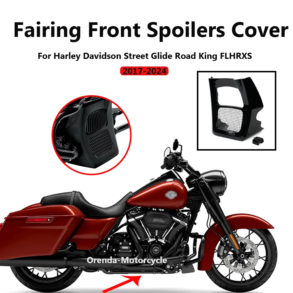 

2024 Motorcycle Fairing Front Glossy Black Spoilers Radiator Chin Cover For Harley Road King Electra Street Glide FLHR FLTRX 17-