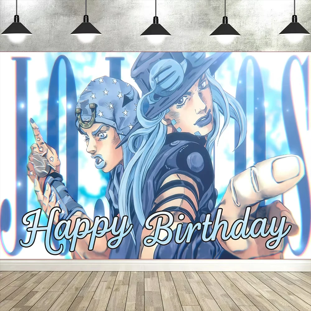 Manga Anime Birthday Party Backdrop Background Cool Stylish Character Chain Hat Teens Boys Friends Photo Booth Studio Prop Decor