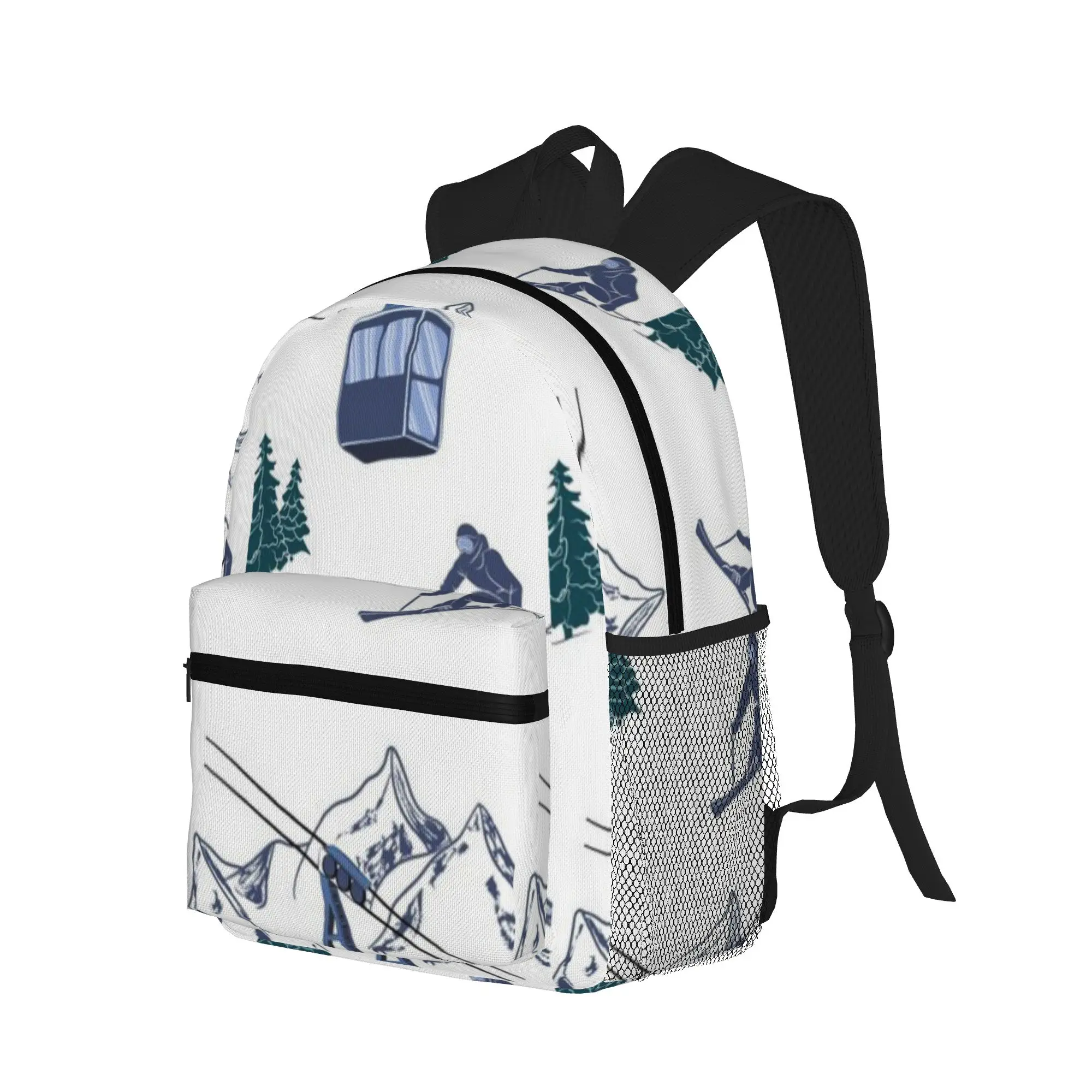 Ski Lift Resort Winter Sports Scene  Casual Backpack for Students and Adults Student