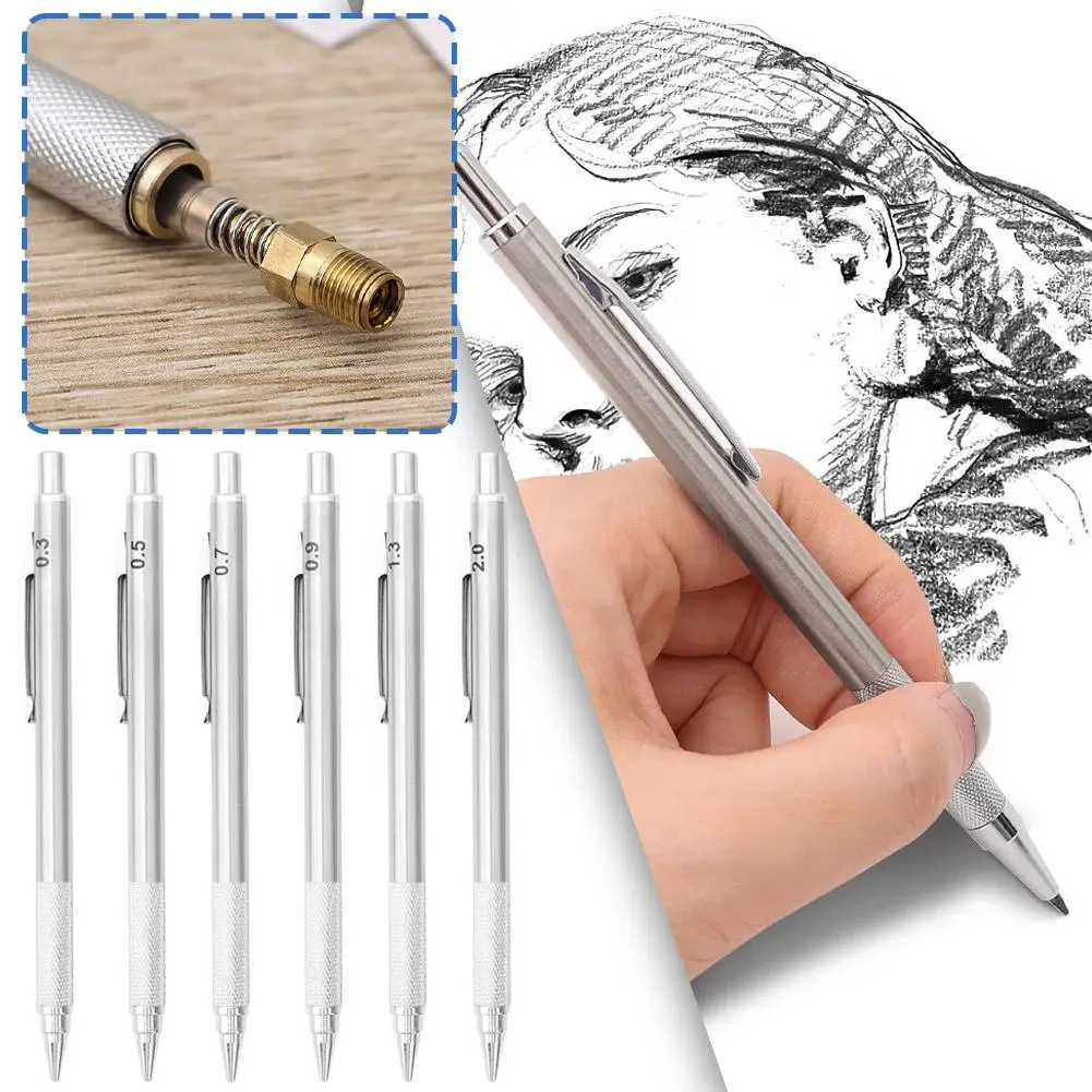 Metal Drawing Pencils 0.3/0.5/0.7/0.9/1.3/2.0mm Construction Art Automatic Sketch Machinery Drawing Supplies Pen Pencil Off A5O3