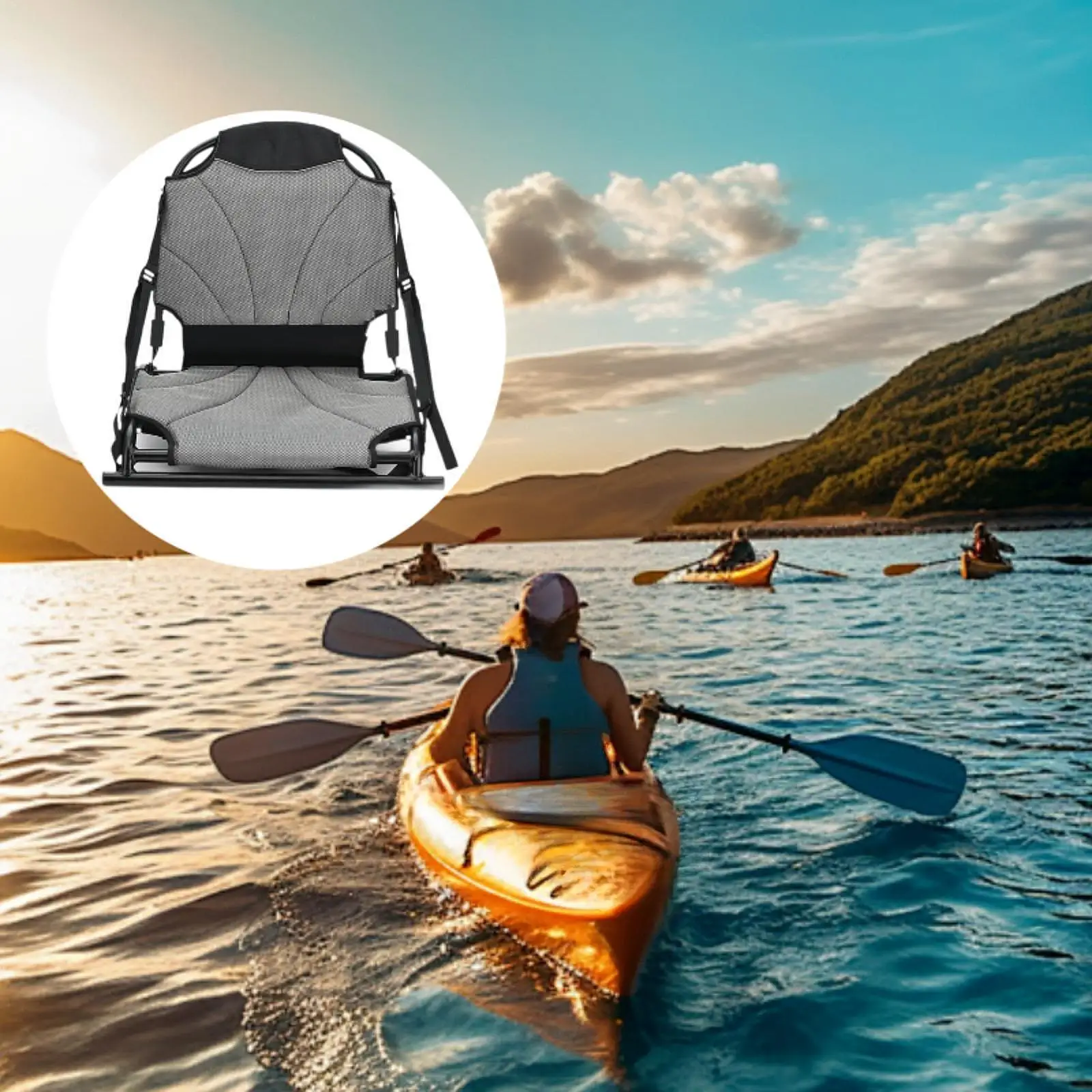 

Kayak Seat with Back Support Folded Multipurpose for Sit on Top Non Slip Seat Pad for Rafting Fishing Canoeing Rowboats Drifting