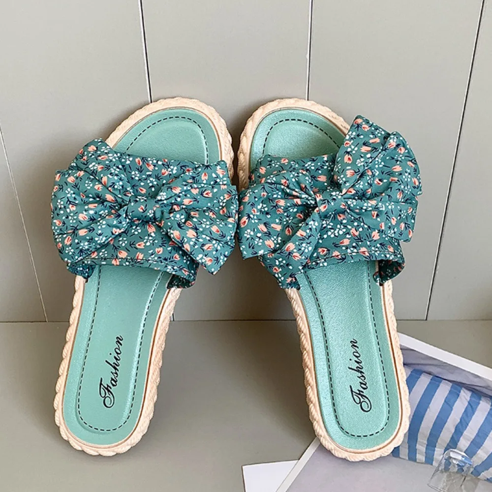 

Fashion Bohemia Style Beach Slippers Women PVC Open Toe Floral Flat Slippers Anti-Slip Shoes Slides Sandals Ladies