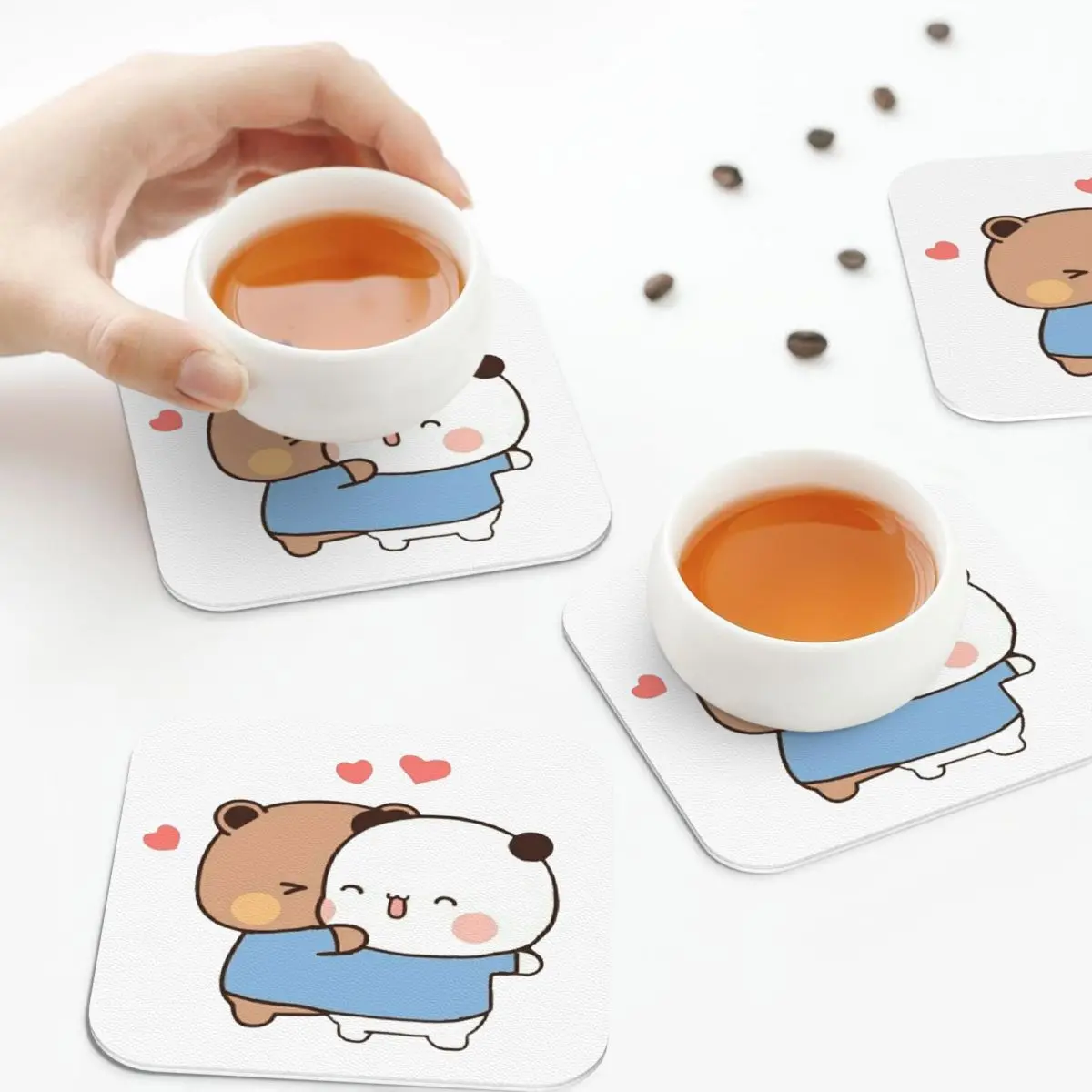 

Подставки для воздушных шаров Bear And Panda Bubu Dudu, кухонные салфетки, нескользящие изоляционные коврики для чашек, кофейные коврики, подушечки для посуды, набор из 4 шт.