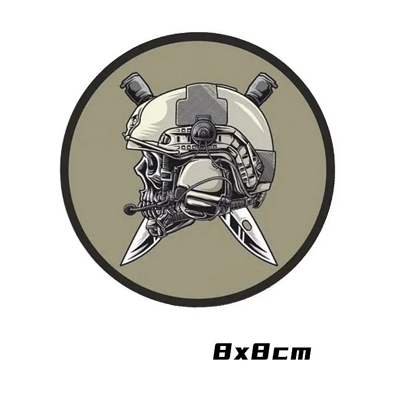 Skull Emblem Wearing A Helmet Tactical Skull Morale Badge Backpack Decoration Sticker Print Hook and Loop Patches for Clothing