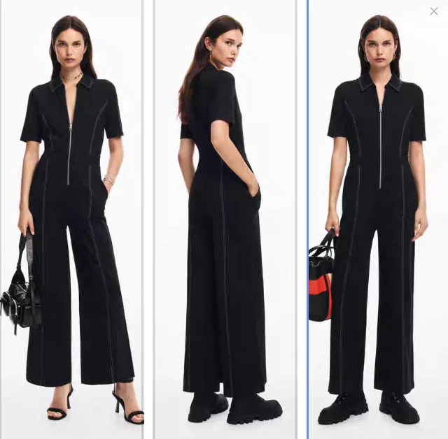 Foreign trade original single Spanish new car line slimming stretch jumpsuit