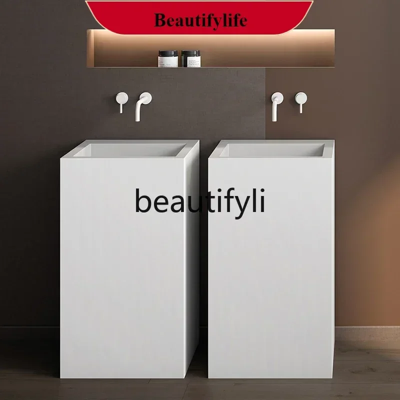 

Z189 A185 ss25 Pure white rock slab small apartment balcony outdoor face wash toilet bathroom cabinet bathroom column basin