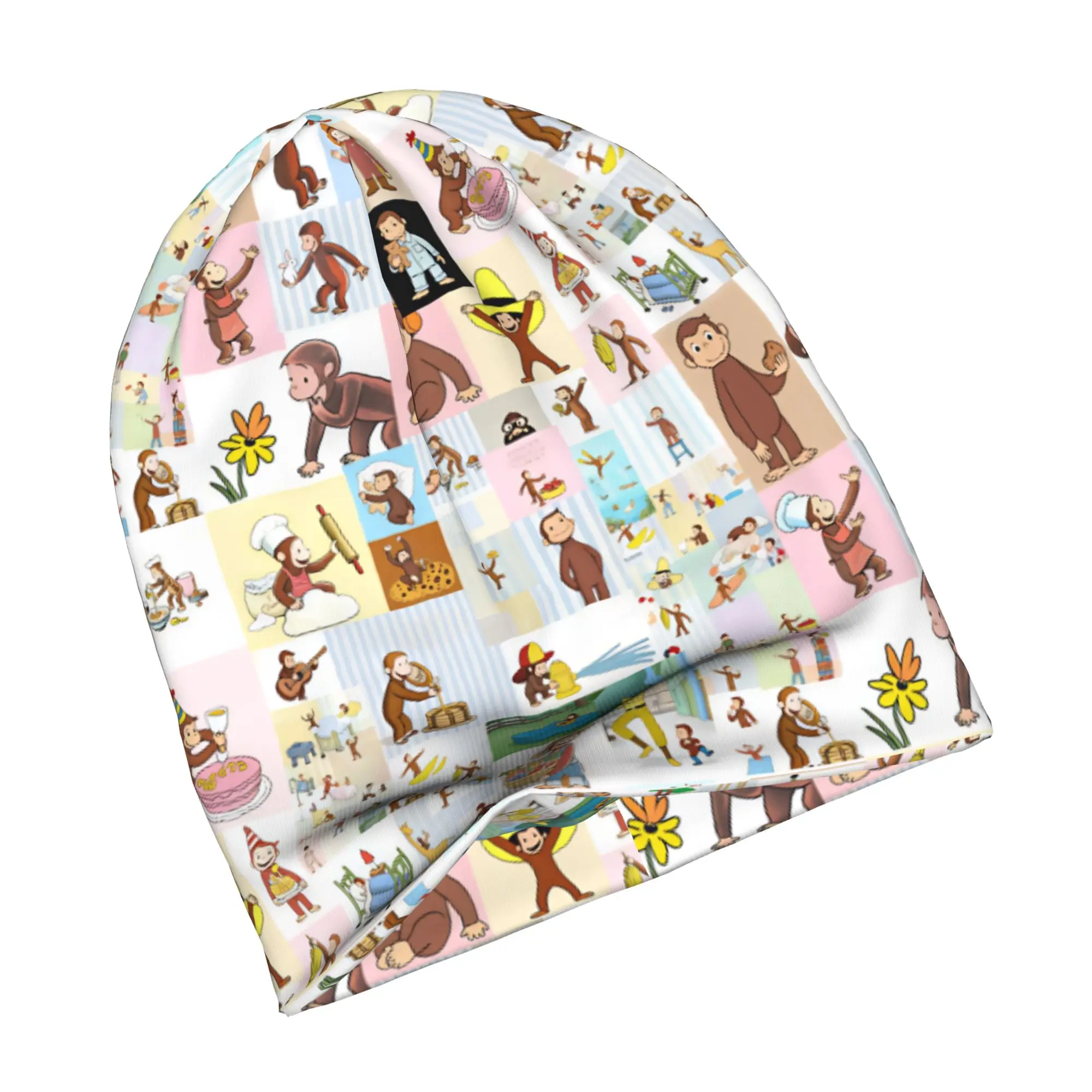 C-Curious G-George Beanie Cap Unisex Winter Warm Bonnet Homme Knit Hats Hip Hop Outdoor Funny Monkey Skullies Beanies Caps For