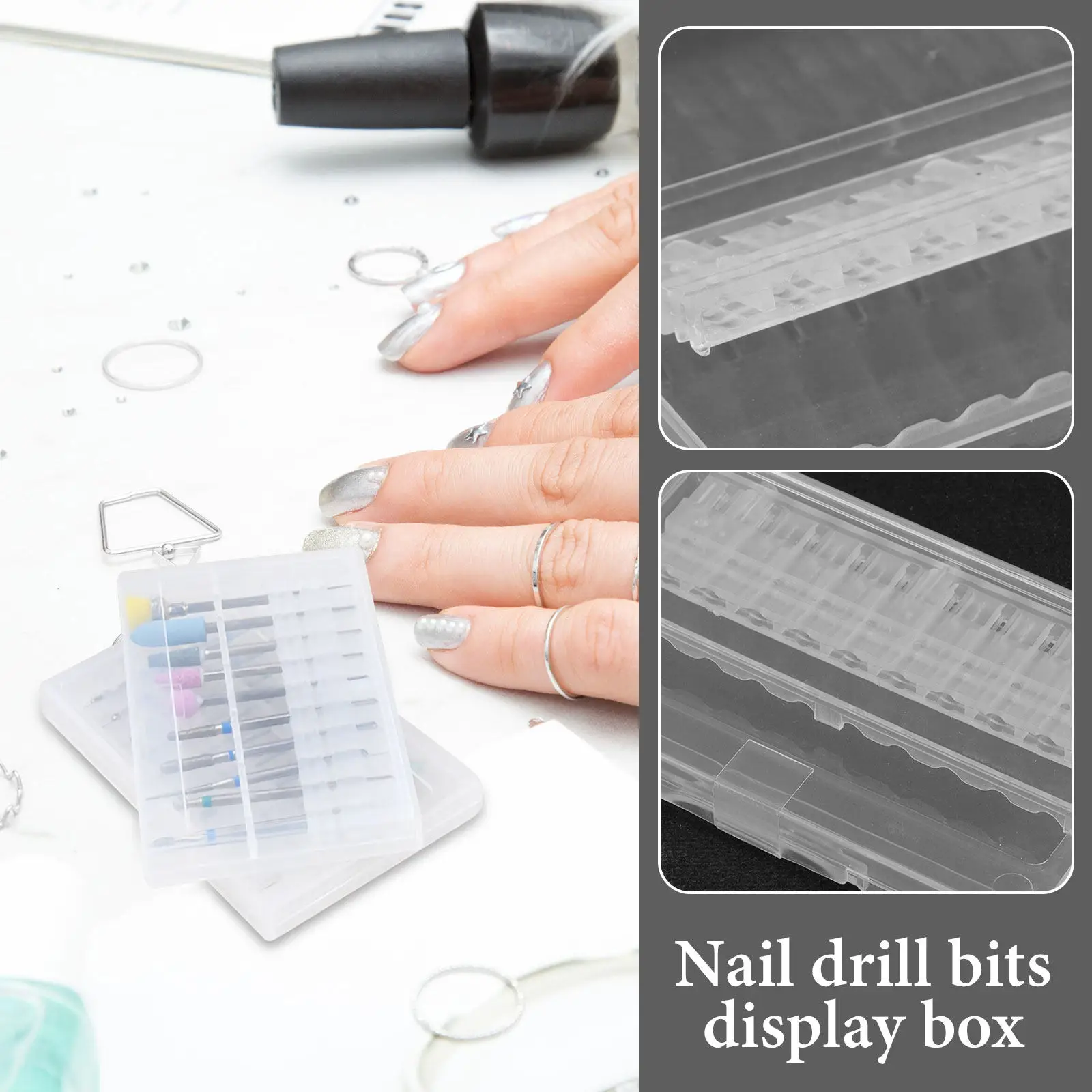 4Pcs Nail Bit Holder Organizer Drill Bits Storage Box Practical Good Workmanship Stylish Appearance Nail Bit Holder