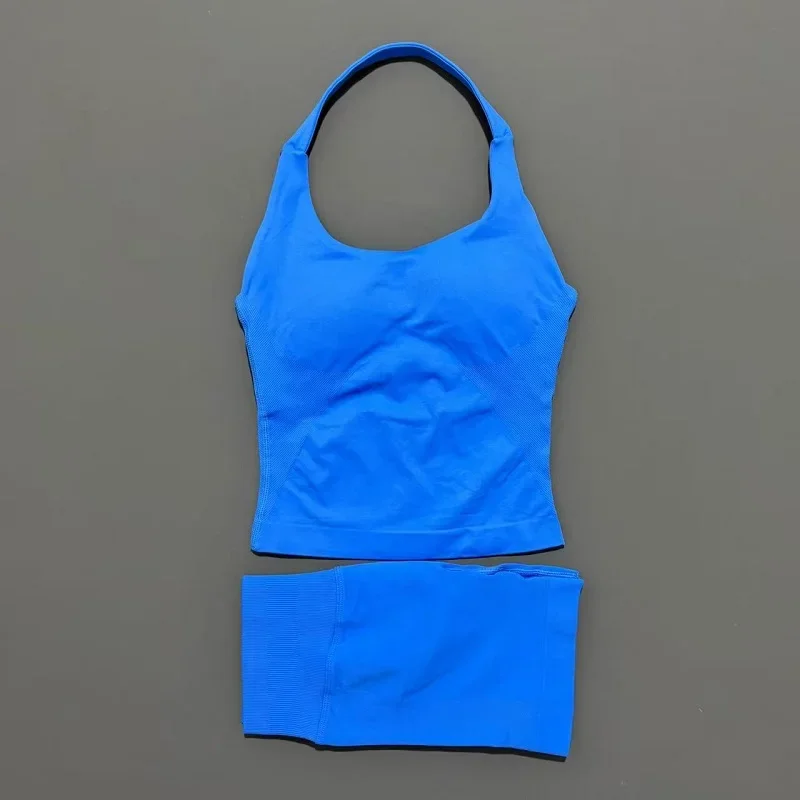 2-delige HISTELLO Halter Top Strappy BH Shorts Set Dames Yoga Workout Kleding Naadloos Vest Hip-Lifting Sportlegging Gympak